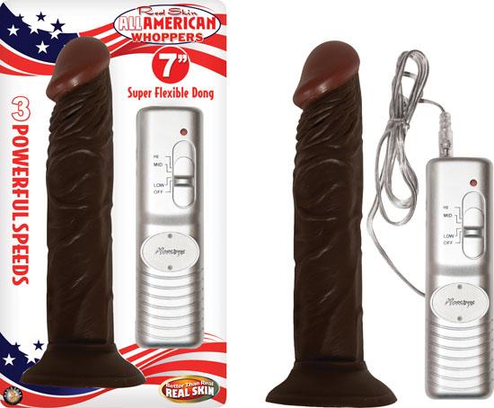 All American Whopper Vibrating 7 inches Dildo Brown - Candysoyummy Adult Store