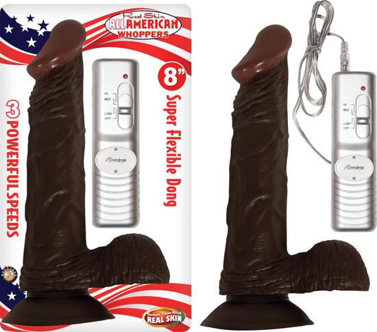 All American Whopper 8 inches Vibrating Dildo, Balls Brown - Candysoyummy Adult Store