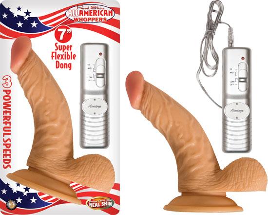 All American Whopper Vibrating 7 inches Dildo, Balls Beige - Candysoyummy Adult Store