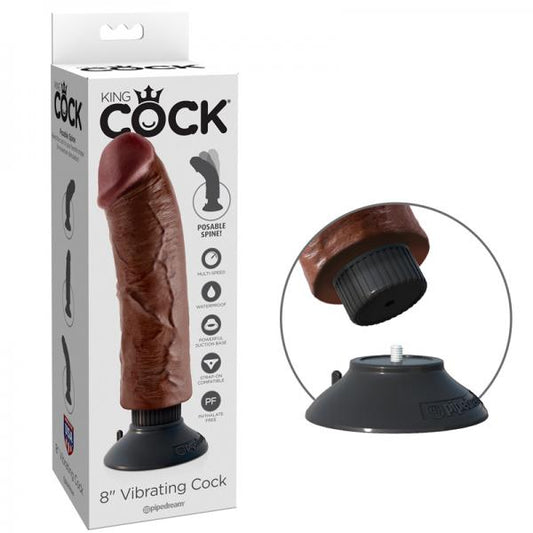 King Cock 8in Vibrating Cock Brown - Candysoyummy Adult Store