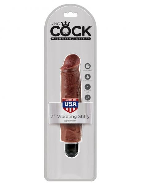 King Cock 7 inches Vibrating Stiffy Brown - Candysoyummy Adult Store