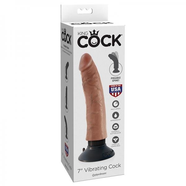 King Cock 7in Vibrating Cock Tan - Candysoyummy Adult Store